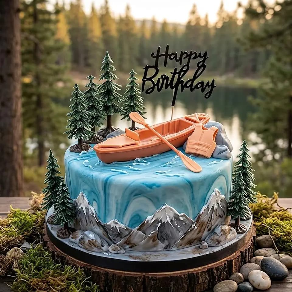 Kayak Cake Topper Canoe Paddle Camping Birthday Party Cake Decorations