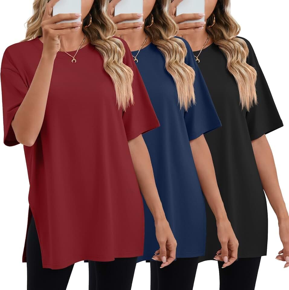 Huukeay 3 Pack Women's Oversized T Shirts Workout Tops