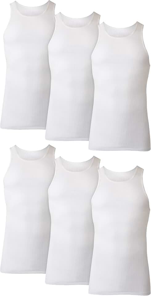 Hanes Men's Tank Undershirt Pack, Cotton Tank Undershirt, Moisture-Wicking, Breathable, White or Grey/Black, Multi-Pack