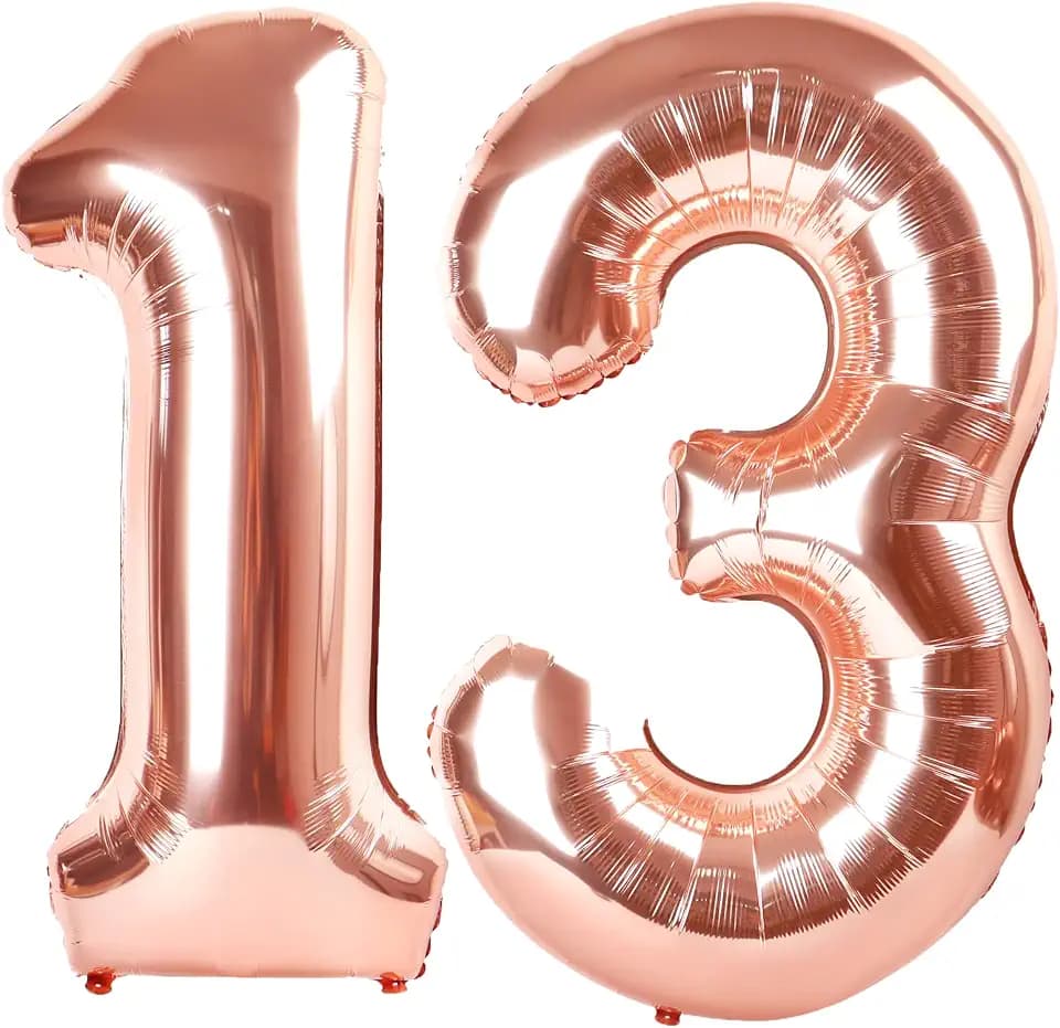 40 Inch Rose Gold Number 13 Balloons Foil Digital Helium Number Balloons