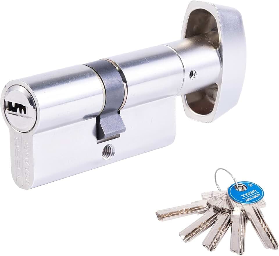 TESA T65B3535N Europrofilzylinder T60, 35 x 35 mm, vernickelt, mit langer Mitnehmernocke, für Europrofil-Schlösser an Wohn- und Gewerbetüren