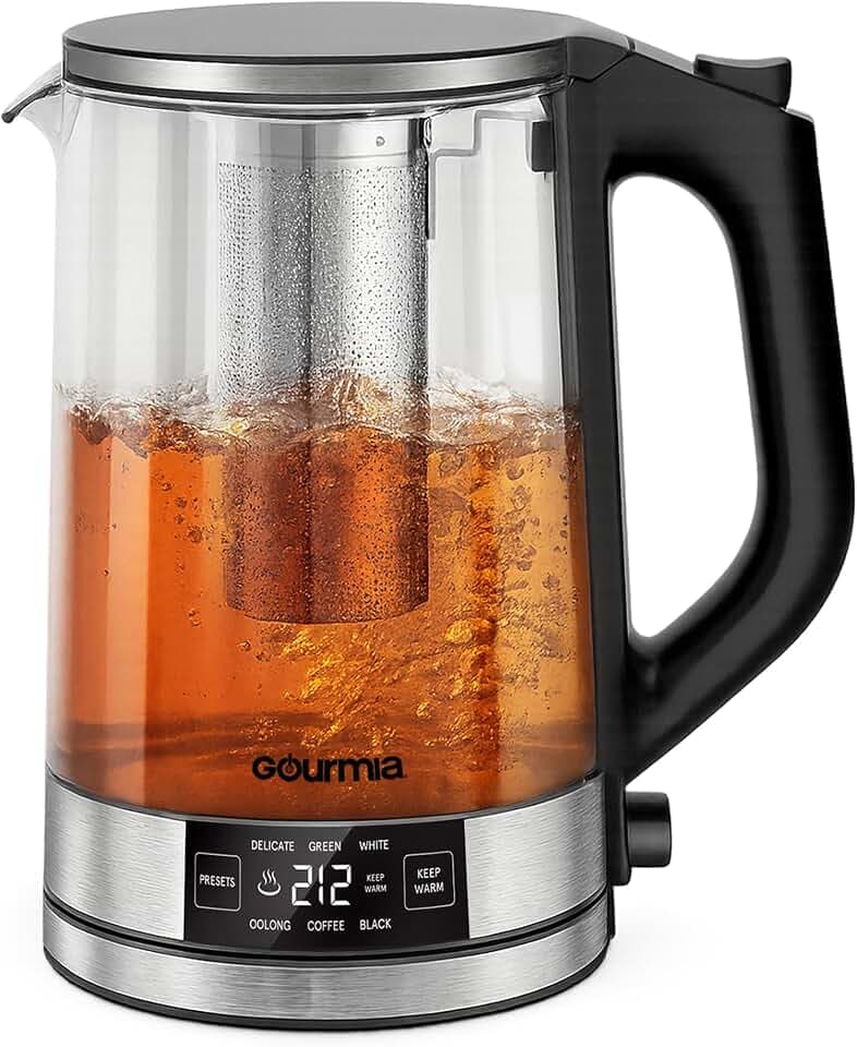 Gourmia Electric Glass Kettle - 1.7L Capacity, Digital Display, Black