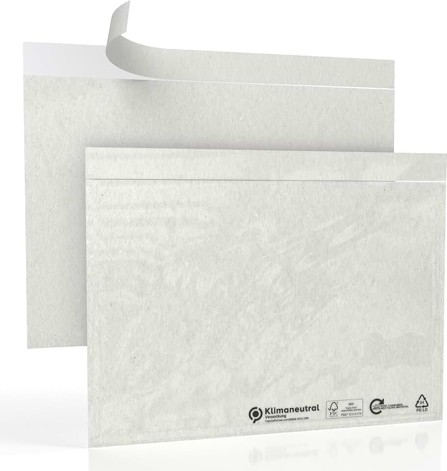 transparente Versandtaschen aus Folie für Lieferscheine, Rechnungen, Retourenscheine & Co – 250 Stück selbstklebende Lieferscheintaschen mit den Maßen 175 x 130 mm (DIN C6)