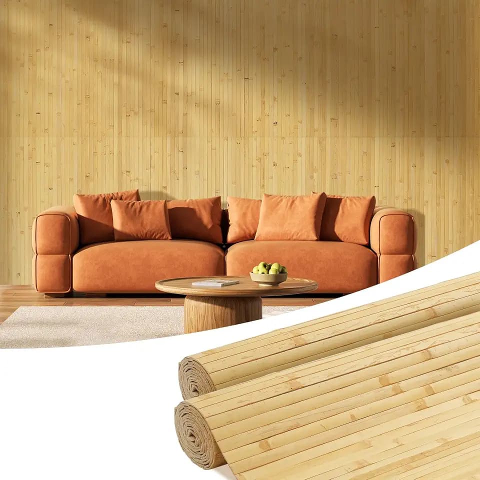 OUZUGIE 2 Pack 96x48 Inch Natural Bamboo Wall Panel