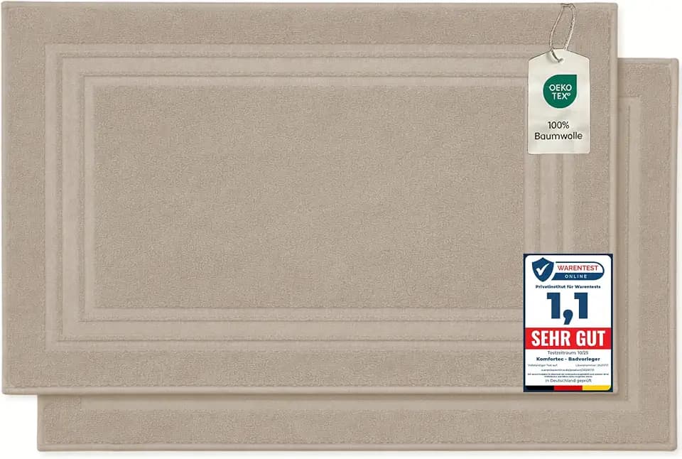 Komfortec 2er Badvorleger aus 100% Baumwolle, 600 GSM Duschvorleger