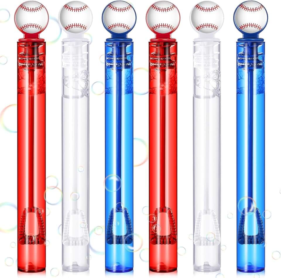 Hollowfly 24 Pcs Mini Baseball Bubble Wands Birthday Party Favors for Kids