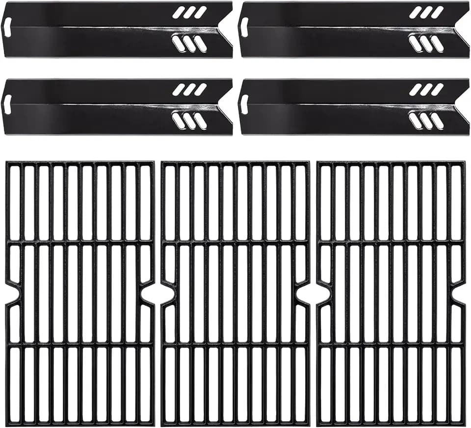 Hiorucet Grill Replacement Parts for Dyna Glo DGF493BNP, DGB494SPB, Backyard Grills BY13-101-001-12, BY14-101-001-099 and Uniflame GBC1343WP-U. Grill Grates, Heat Plates Shields for Dyna Glo 4 Burner.