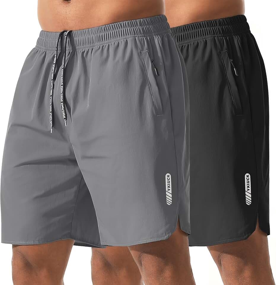 Athletic Running Shorts for Men 7" Lightweight Quick Dry Gym Shorts with Zipper Pockets for Casual, Workout, Travel