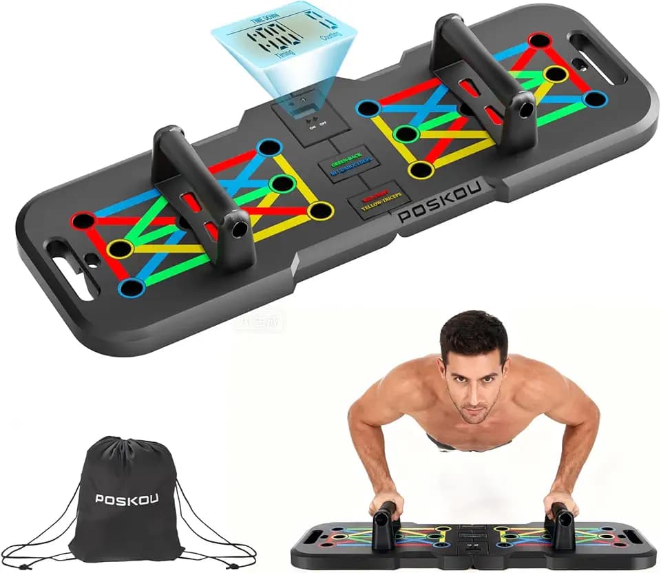 Push Up Board With Counter,Pushup Board For Men and Women,Foldable Gym Strength Training Fitness Equipment,Calisthenics Equipment-Blue