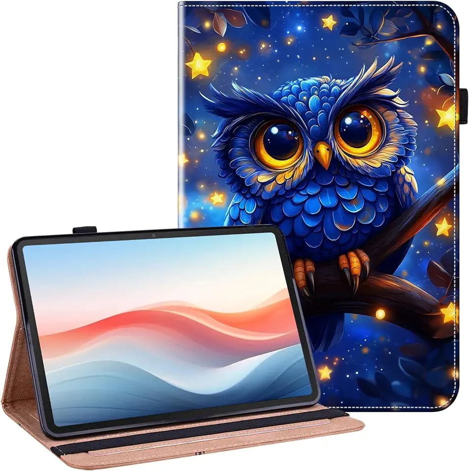 Case for iPad (A16) 11th Generation 11 Inch 2025, iPad 10th Generation 10.9 inch 2022 Auto Wake/Sleep with Pencil Holder, Multiangle Stand Wallet Design Cover, Blue Owl