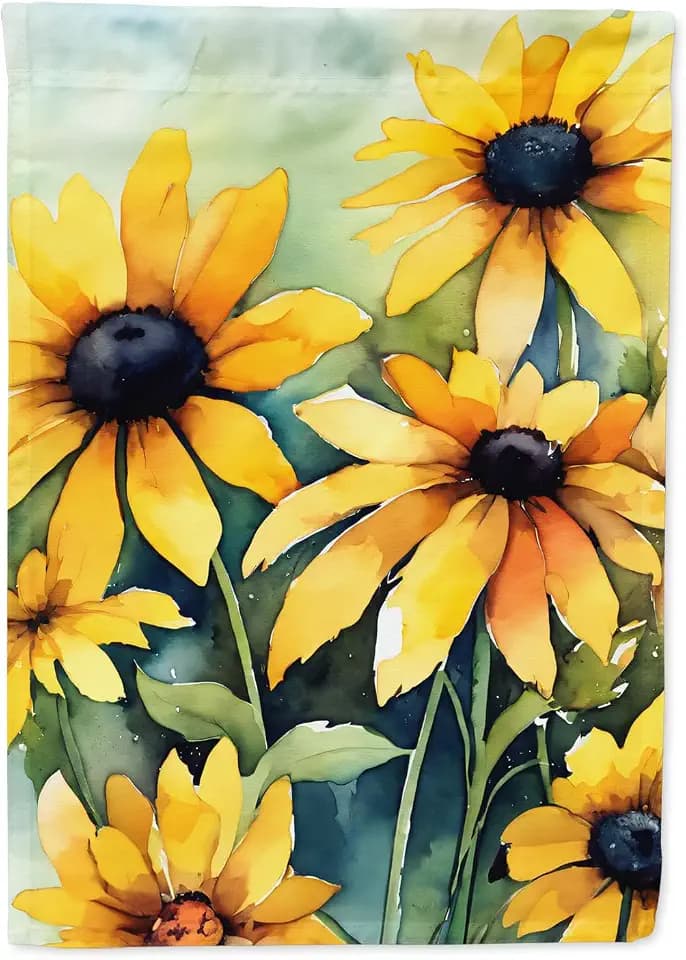 Caroline's Treasures Maryland Black-Eyed Susans in Watercolor Garden Flag Mailbox Flag Decorative Yard Flag Banner Outside Patio Artwork Yard Flower Beds, Garden Size, Multicolor