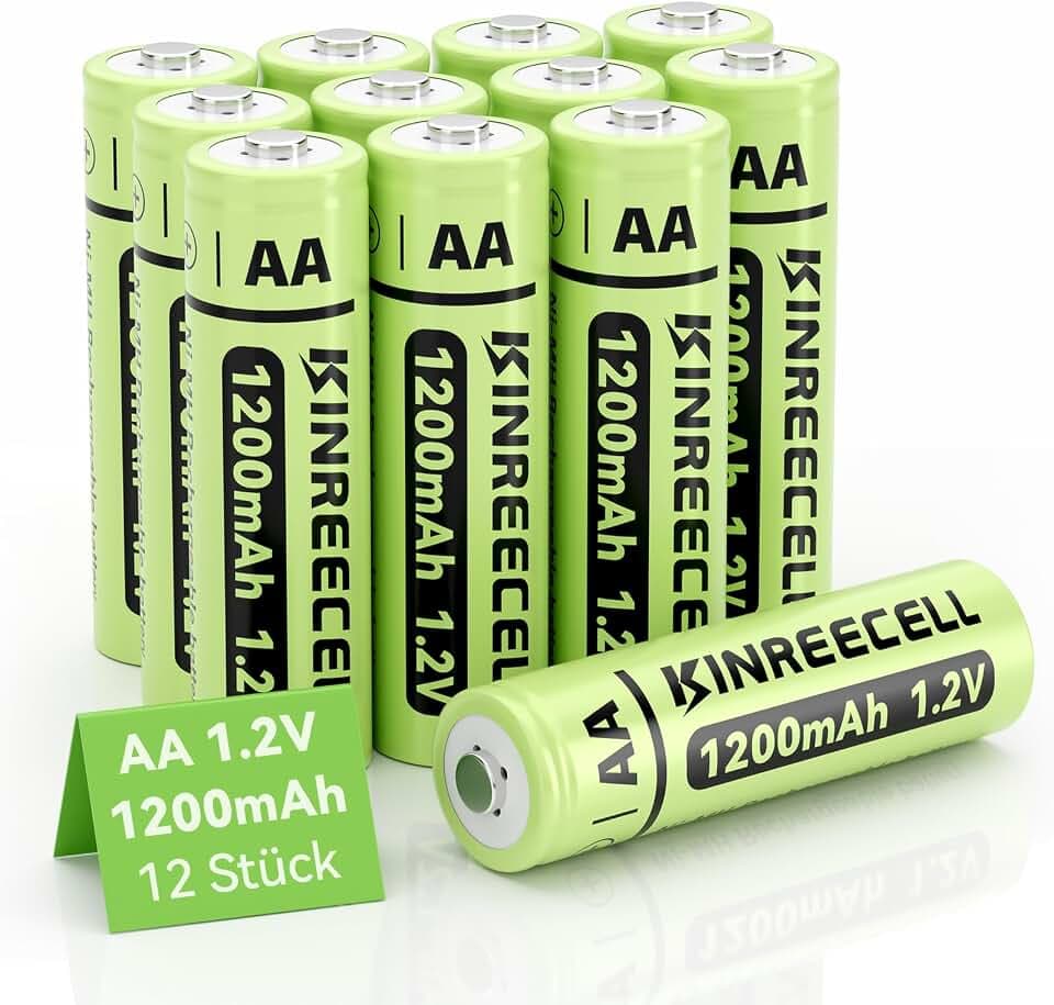 Wiederaufladbare AA-Batterien, NI-MH-Doppel-A-Solarbatterien mit Reale Kapazität, 1.2 V vorgeladen für Solarleuchten, Lichterketten, Solar-Wegeleuchten (AA-1200 mAh, 12 Stück)