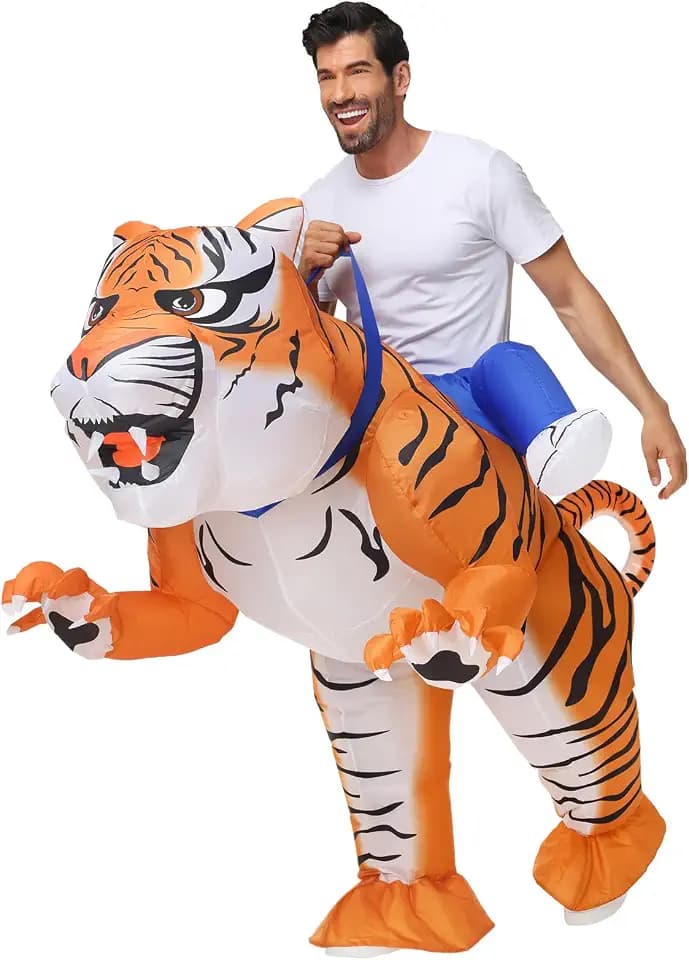 Spinosaurus Aufblasbares Tiger Kostüm für Erwachsene,Aufblasbares Kostüm Halloween Blow Up Costume Aufblasbares Tiger Fasching Kostüm für Damen und Herren