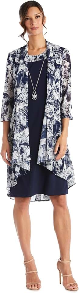 R&M Richards Women's Bloom Essence Mesh Jacket Dress