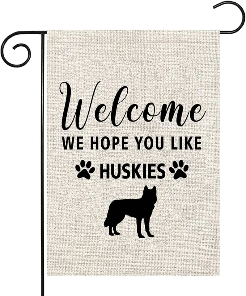 PWHAOO Huskies Garden Flag Welcome We Hope You Like Huskies Garden Flag Huskies Welcome Flag Garden Decor (LIKE HUSKIES F)