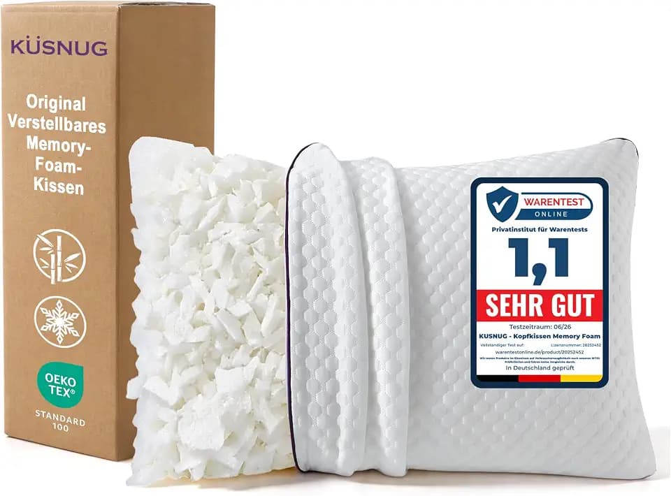Kopfkissen 40x80 cm 1 Stück – Ergonomisches Memory-Foam-Kissen
