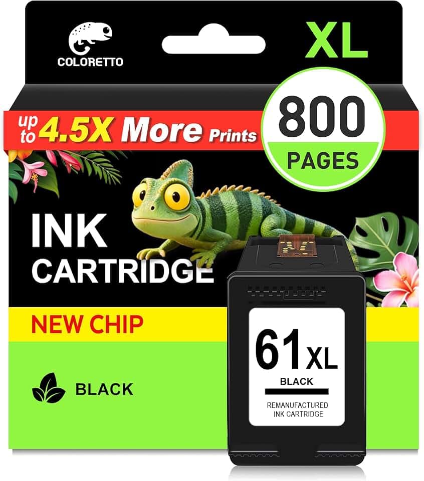 COLORETTO 61XL Black Ink Cartridge for HP 61 Black Ink Cartridge for HP61