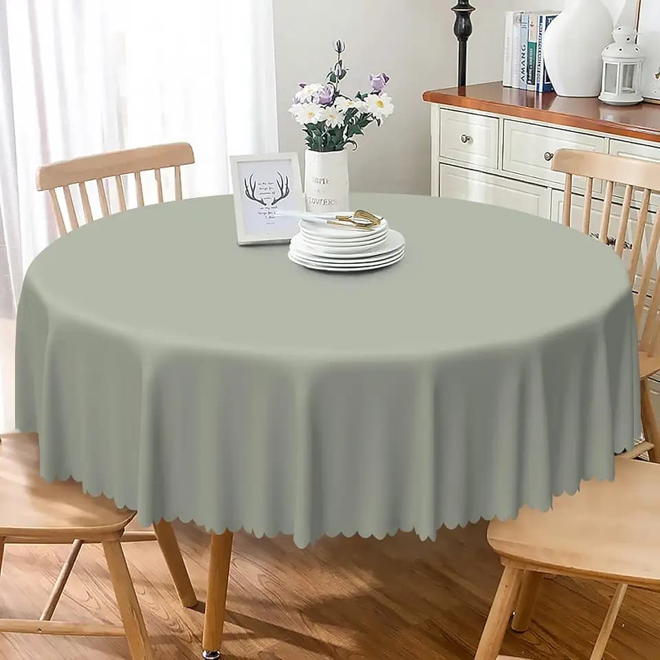 Sage Green Round Tablecloth 48 Inch Solid Color Circular Table Cloth Oil Proof Reusable Polyester Table Cover for Kitchen Dinning Tabletop Decoration Buffet Party Picnic Indoor Outdoor Use