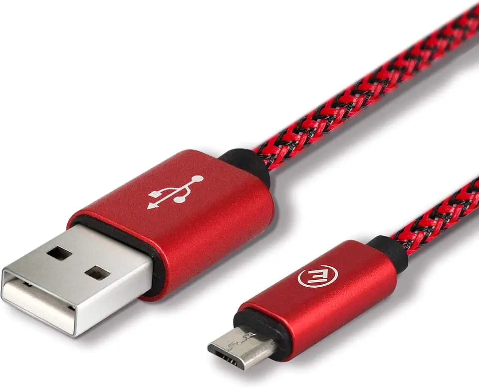 Micro USB Kabel in geflochtenes Nylon 1M Schnellladekabel und Datenkabel für Samsung Galaxy S7/6/ A10/ J, Xiaomi Redmi 9c/6a, PS4/Xbox One Controller, und andere MicroUSB-Geräte - 1M Rot