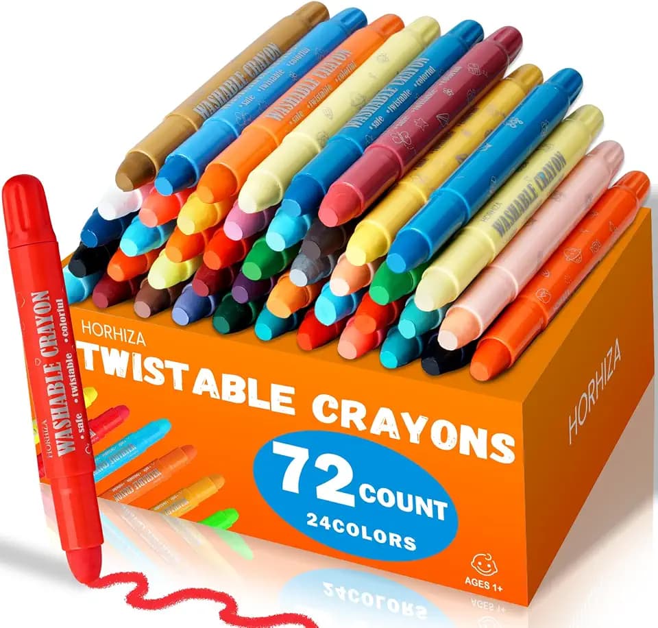 72 Count (24 Colors) Jumbo Twist-Up Crayons for Kids and Toddlers Ages 3+