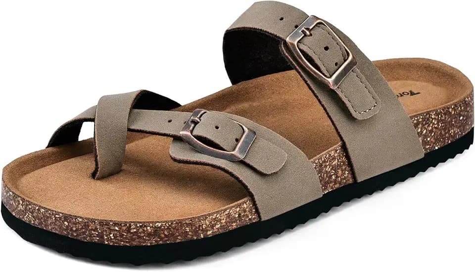 Torotto Boys Girls Sandals with Cork Footbed Adjustable Buckle Casual Flip Flops Sandals Open Toes Flat for Kids Toddler
