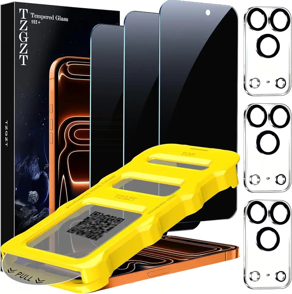 TZGZT Privacy Screen Protectors for iPhone 17 Pro Max, Tempered Glass, HD