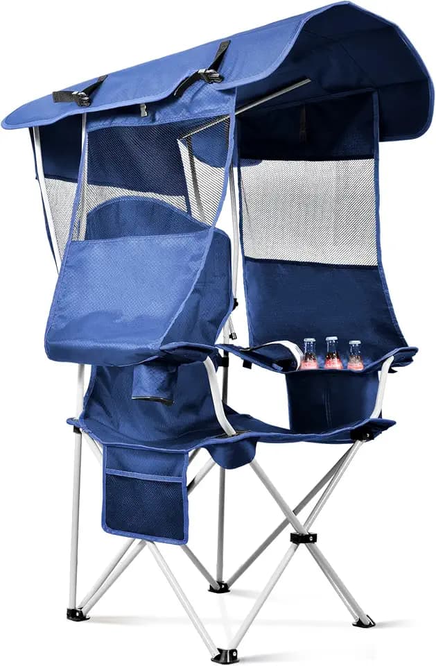 EAST OAK Camping Chair with Canopy 250 lbs