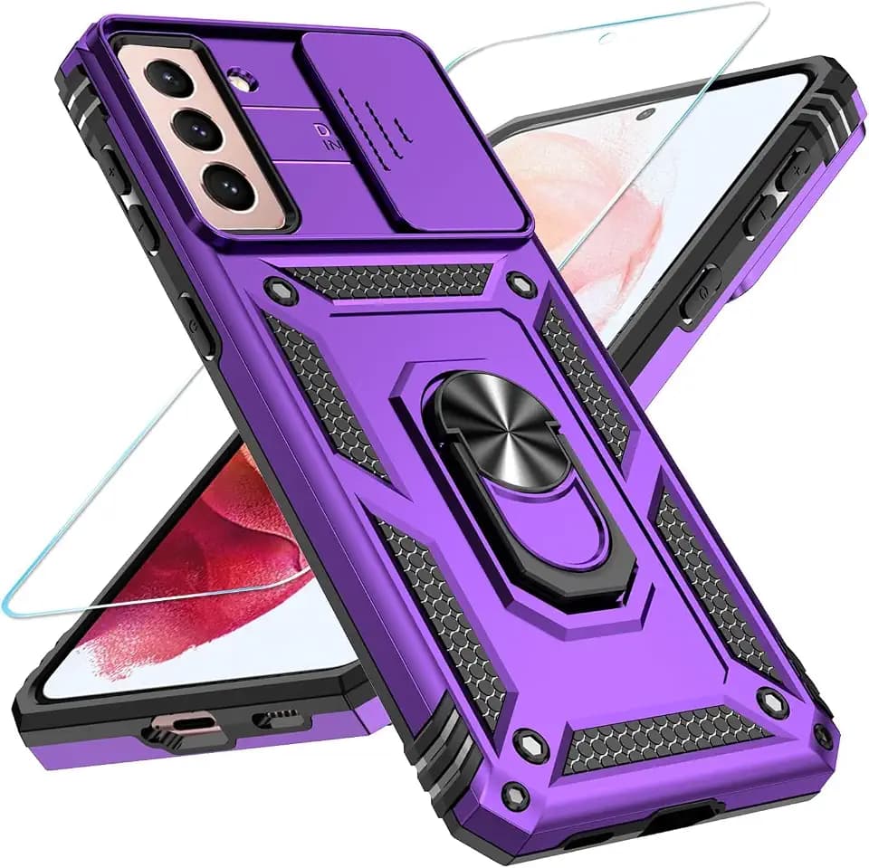SunStory for Samsung Galaxy S21 Phone Case with Screen Protector,Purple