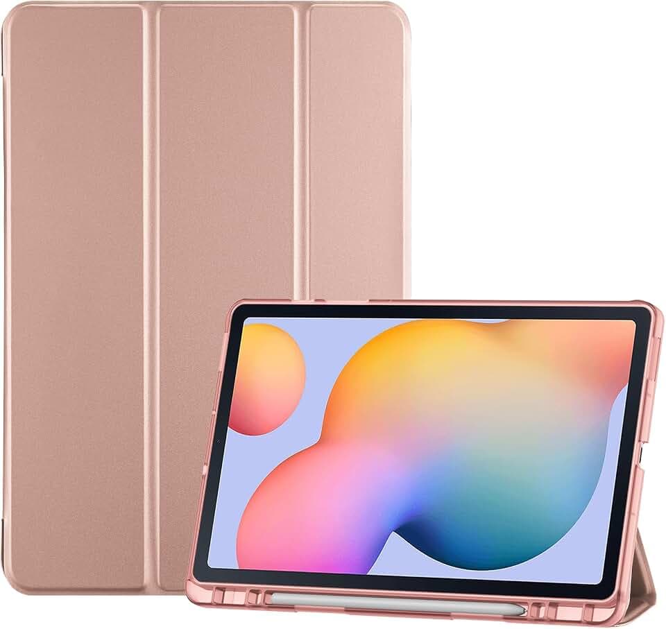 ProCase Hülle für Galaxy Tab S6 Lite 10,4 Zoll 2024/2022/2020 mit S Pen Holder, Leicht Schutzhülle Case mit transluzenter Rückseite für (SM-P620/ P625/P610/P613/P615/P619)-Rosegold