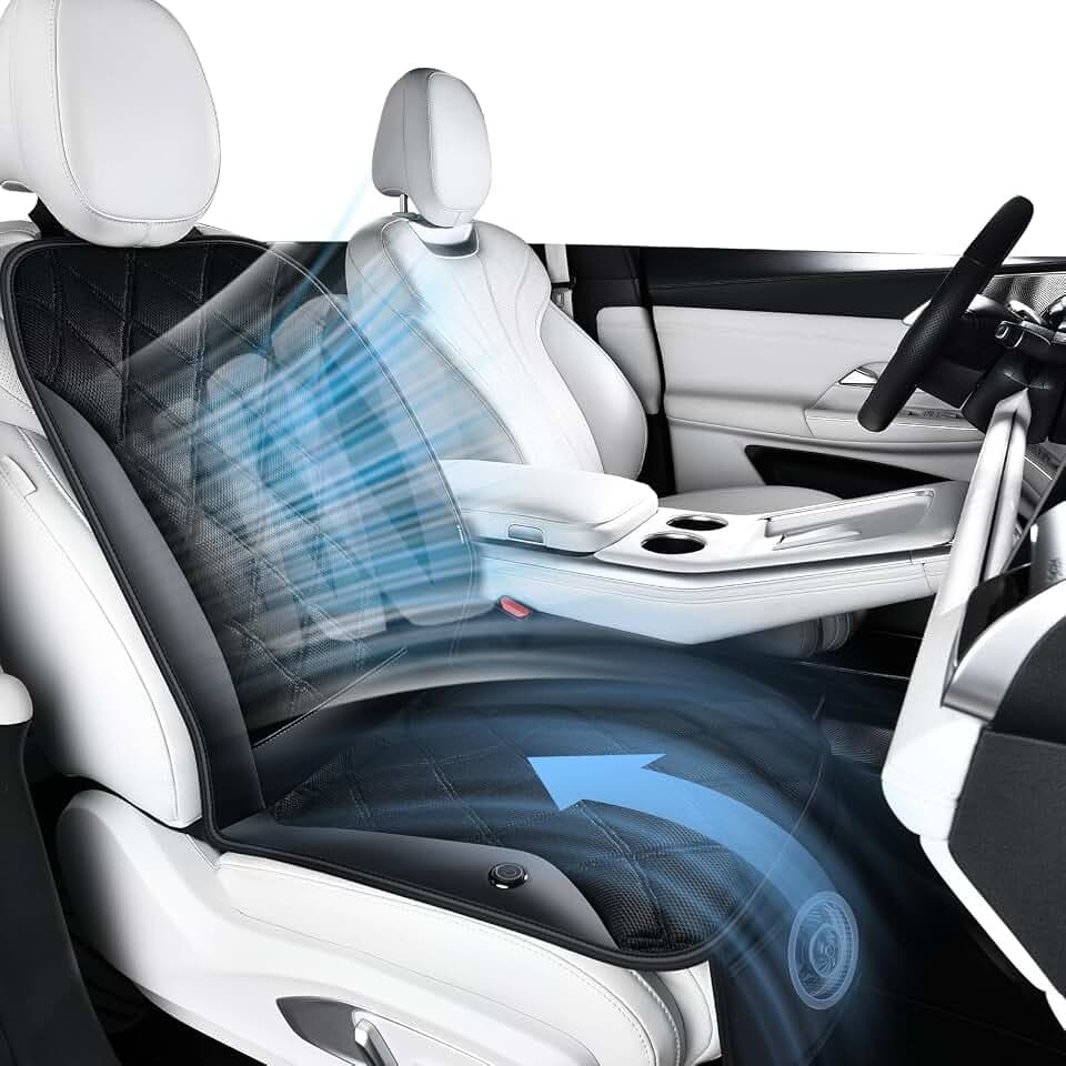 FLORICH Cooling Car Seat Cover Ventilated Car Seat Cushion with 3-Speed Adjustable Cooling Car Seat Pad Universal Fit Car SUV Truck Van for Summer Driving, Black