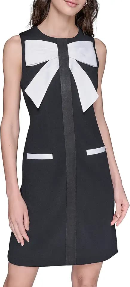 Karl Lagerfeld Women's Sleeveless Bow Detail Mini Dress