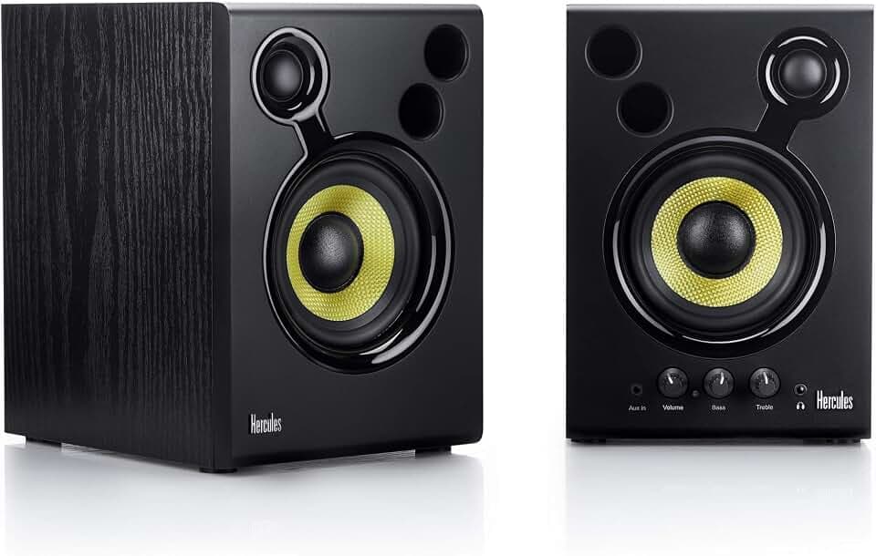 Hercules DJMonitor 42 - Aktive DJ-Lautsprecher mit 4-Zoll-Tieftöner, 80W Leistung, Präziser Klang, Bass-Reflexsystem, für DJs und Musikliebhaber