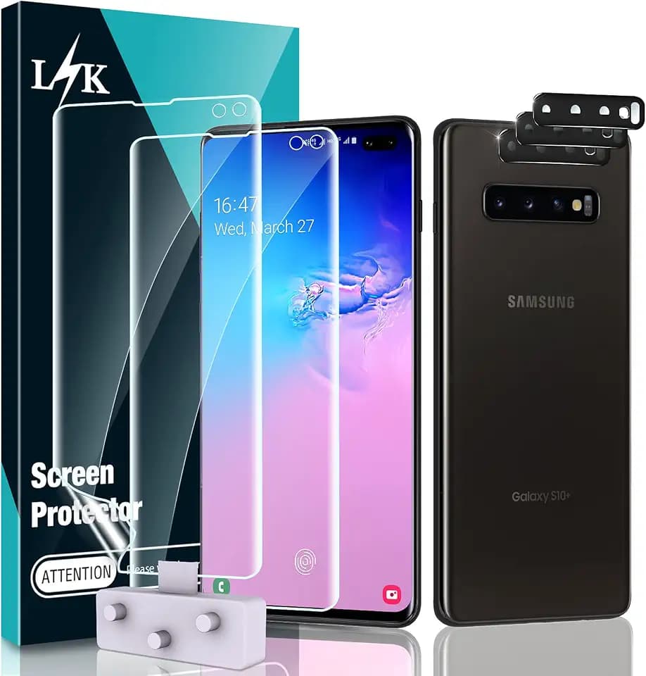 L K [3 Pack] Screen Protector for Samsung Galaxy S10 Plus, [Self Healing] [in-Display Fingerprint] HD Effect Flexible Film
