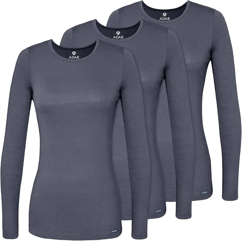 Adar Underscrubs for Women 3 Pack - Long Sleeve Underscrub Comfort Tee