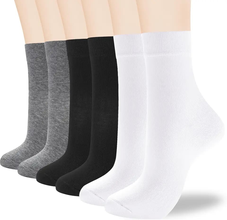 ATBITER Women Thin Cotton Crew Socks,Ankle Bootie Casual Dress Socks 6Pairs