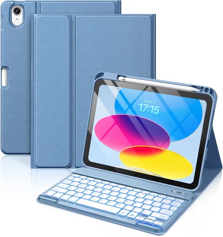 Hamile for iPad A16 11th 10th Generation Case with Keyboard - Wireless