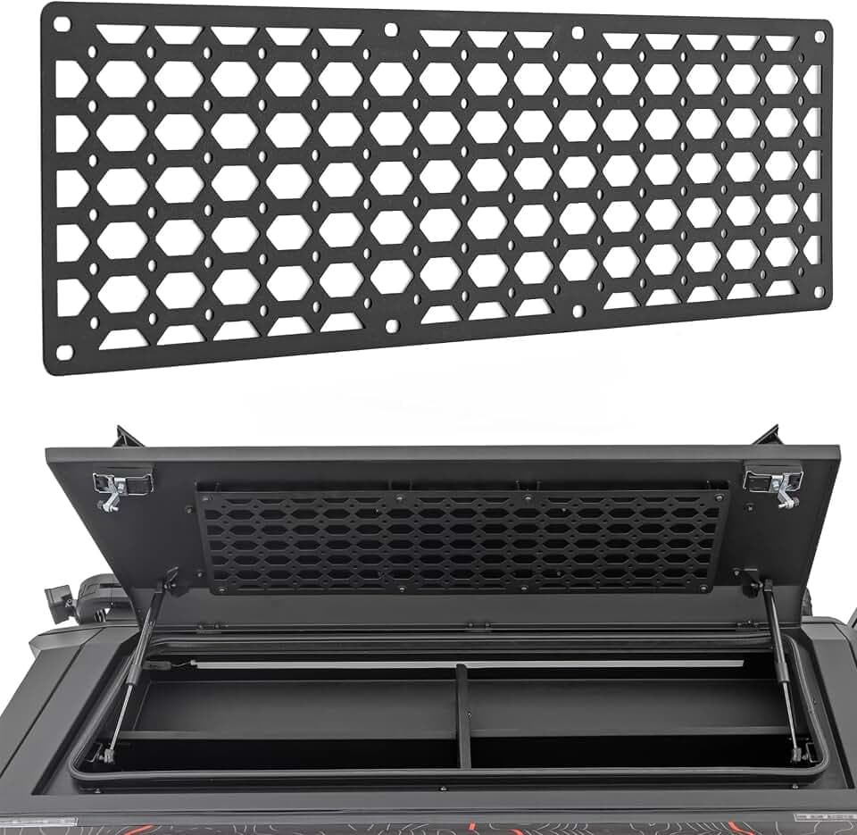 Rough Country Bed Cap Door Molle Panel Kit (Inside Door) - Fits RC Bed Caps Only for Toyota Tacoma (2024–2026), Truck Bed Cap Organizer w/LED Light