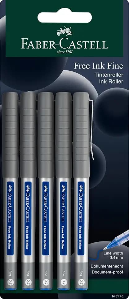 Faber-Castell - Tintenroller Free Ink Blau, 0.7 mm, 5 Stück