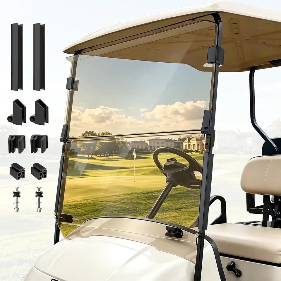 EZGO Golf Cart Windshield for EZGO TXT/DCS/PDS 1995-2013 Gas and Electric Golf Cart,Foldable PC UV Resistant EZGO Windshield (Tinted/Clear