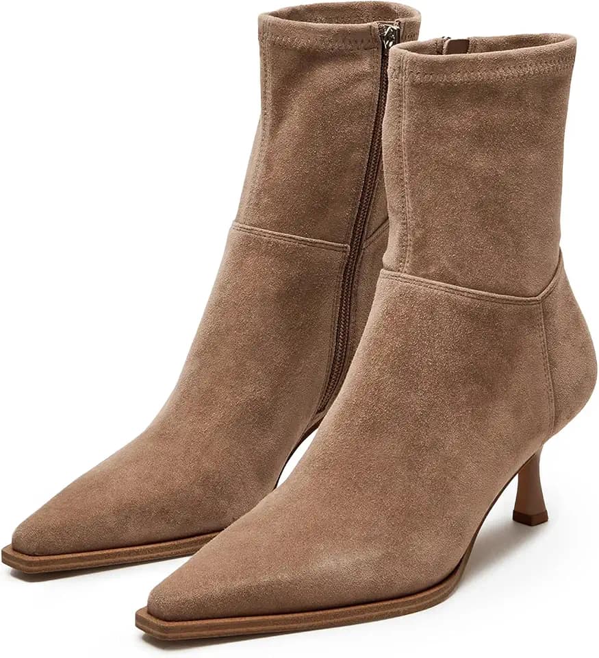 JORISTIMO Ankle Boots for Women, Dressy Pointed Toe Kitten Heel Booties
