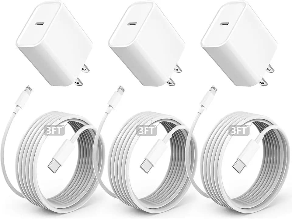 3FT For iPhone Charger Fast 20W Charger, Extra Long iPhone Charger Fast Charging, 3Pack 3Feet USB C to Lightning Cable Cord Adapter for iPhone 14 Pro Max/14 Plus/13 Mini/12/11/X/XR/SE/iPad/AirPods