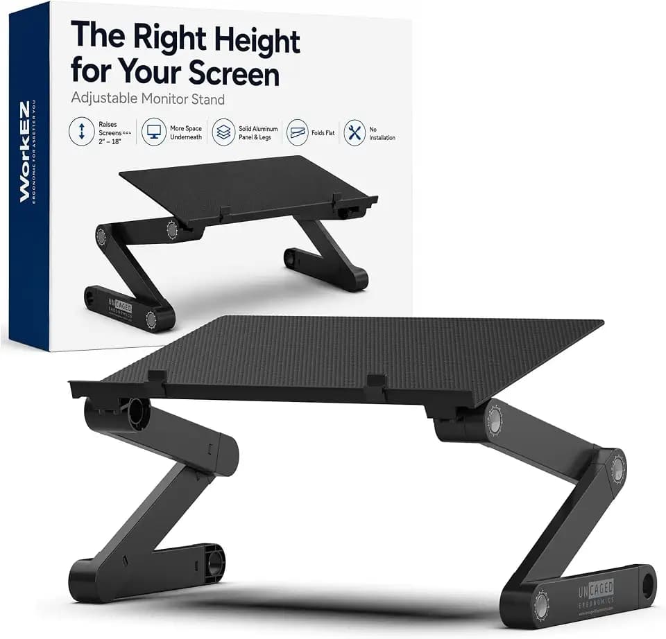 Uncaged Ergonomics WorkEZ Adjustable Monitor Stand Riser for Desk, Black