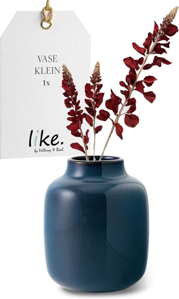 like. by Villeroy & Boch Lave Home Vase Shoulder, 12,5x12,5x15,5cm, Bleu Uni
