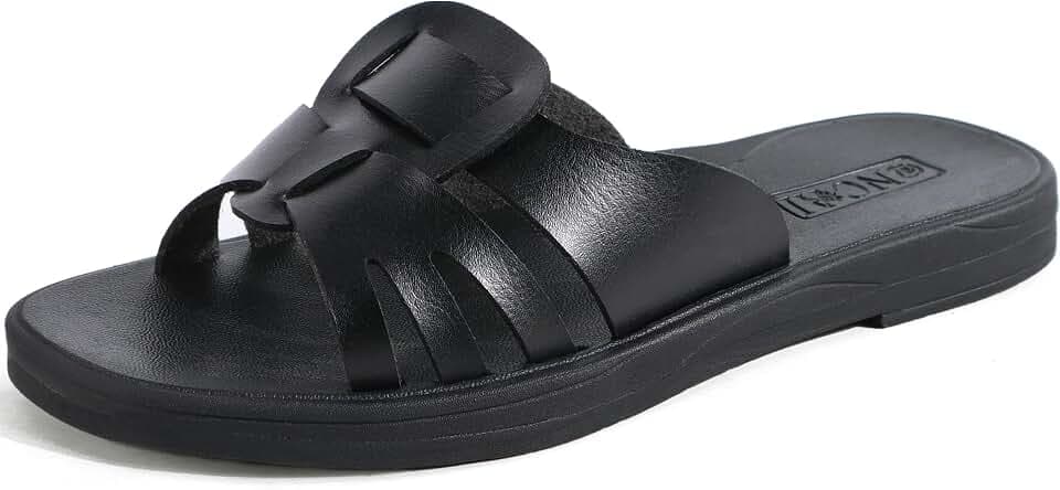 ONCAI Slides Sandalen Damen, Flache für Damen Modische Sommer Strand rutschfesten Gummisohlen Sandalen Größe EU 36-42