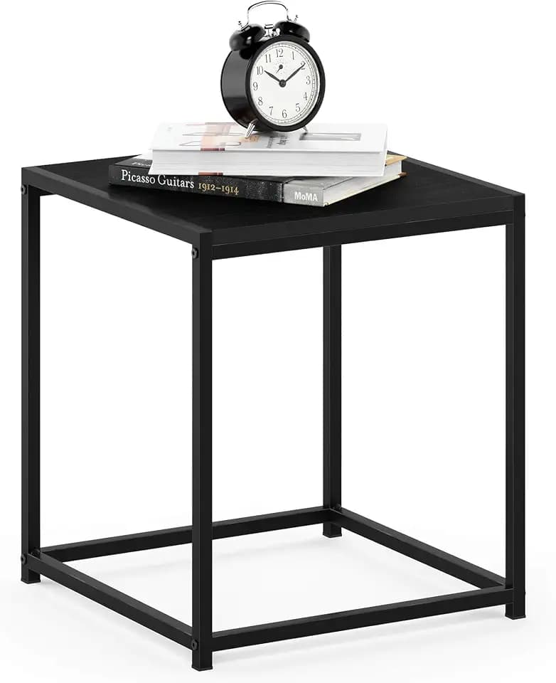 Furinno Camnus Beistelltisch mit 1 Ablagefläche, Holz, Schwarz, 40 x 40 x 45.29 cm