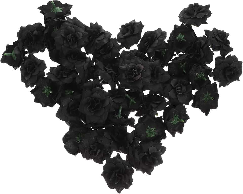 rosenice Künstliche Schwarze Rosenköpfe Für Hochzeiten Partys Und DIY-Projekte - 50 Stück Aus Weichem Stoff Und Kunststoff Lebensechte Deko Für Jeden Anlass