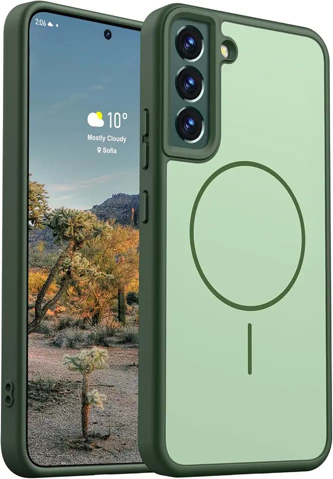 Rayboen for Magnetic Matte Galaxy S22+ Plus Case, Matcha Green + Dark Green