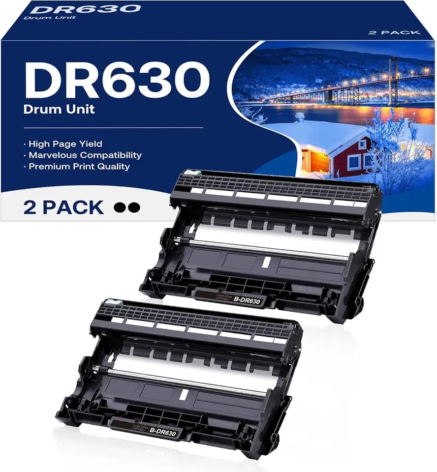 DR630 Drum Unit High Yield Compatible for Brother DR 630 DR-630 Replacement for HL-L2300D HL-L2320D HL-L2340DW HL-L2360DW HL-L2380DW MFC-L2700DW MFC-L2720DW DCP-L2520DW Printer (2 Pack, NOT Toner)