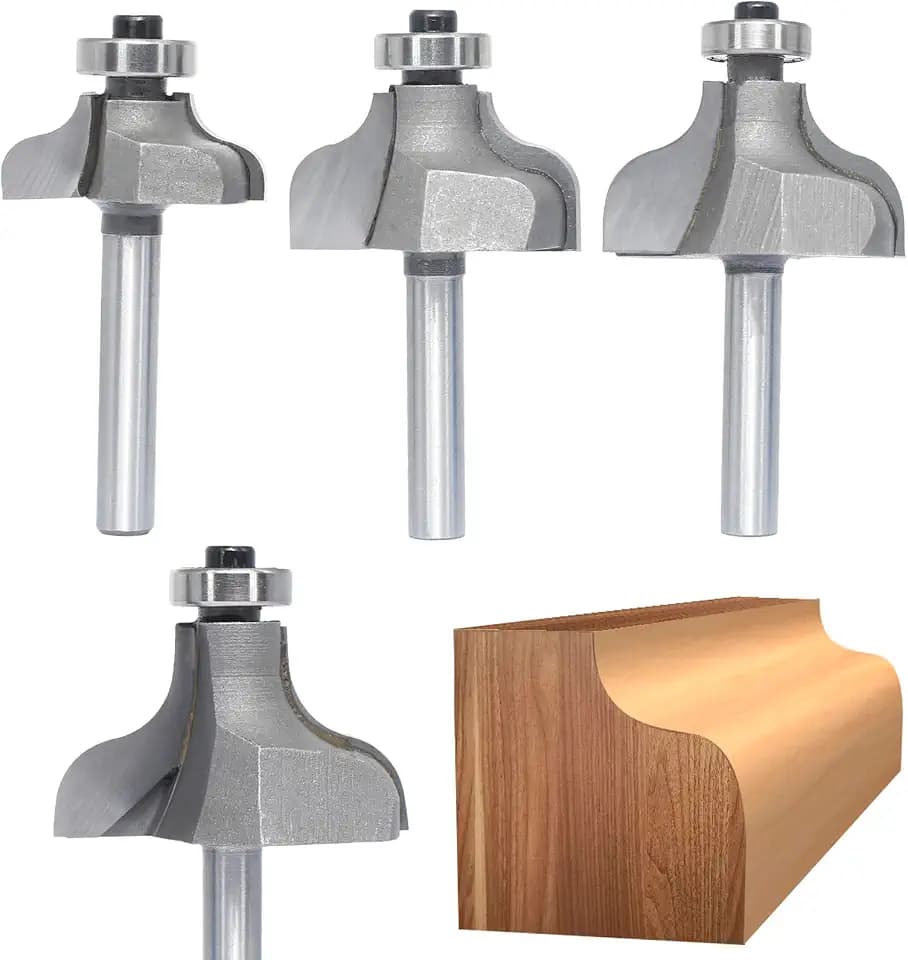 4Pcs Ogee Fillet Router Bit Set, 1/4" Shank