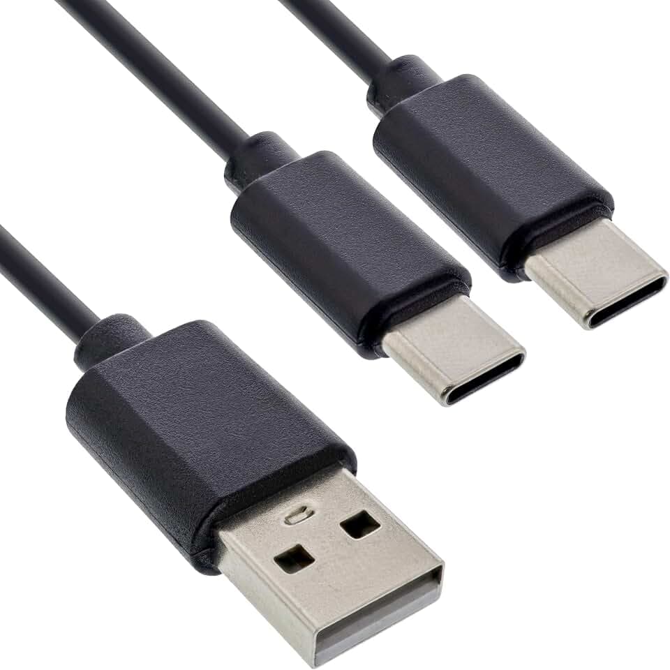 InLine 2in1 Y-Ladekabel, USB-A auf 2x USB-C, 1m